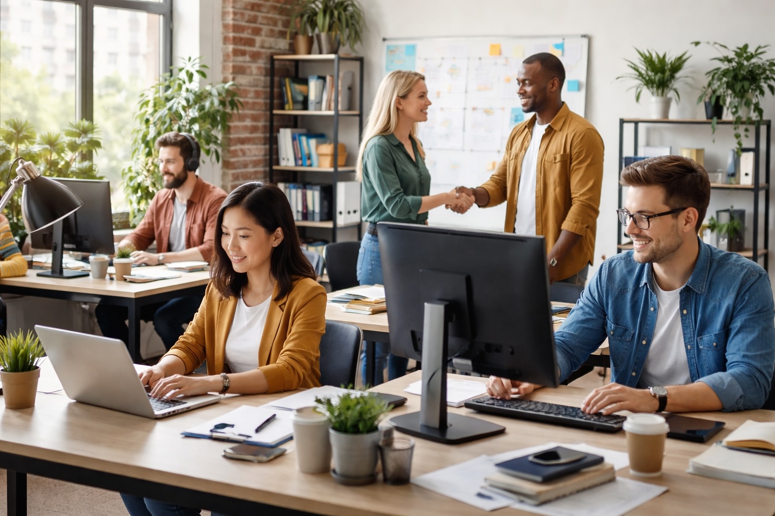 MCB team collaborating in a modern IT-focused office
